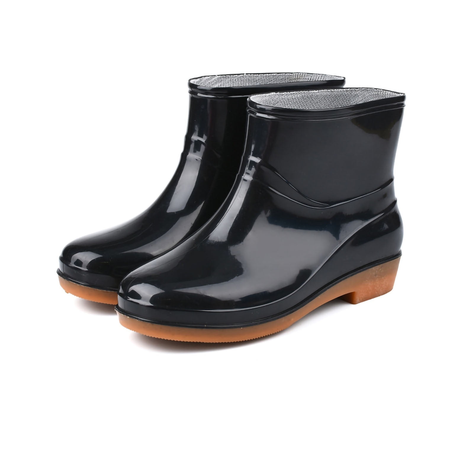 Big sale Womens Rain Boots Fashion Antiskid Short Rain Boot Round Head Radian PVC Plastic Rain Boots Black 36 Walmart