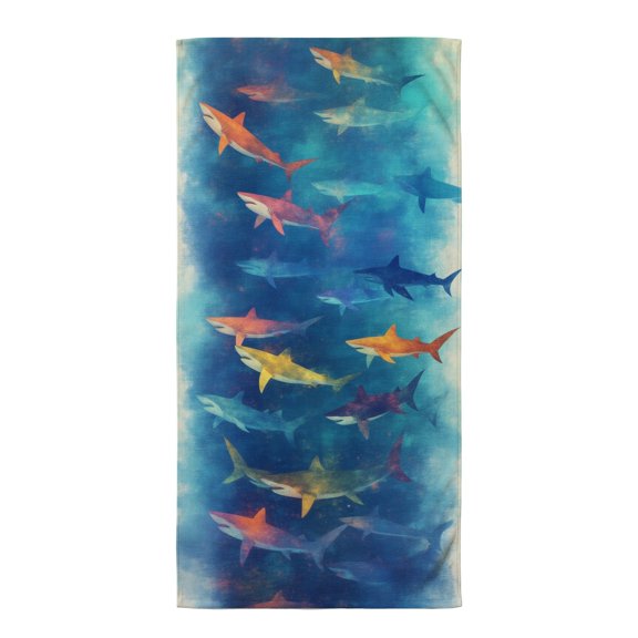 Big shark beach towels A group of sharks swimming in the ocean. best travel beach towel extra large beach towel micro fiber beach towels things for hawaii vacation
