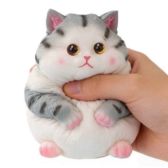 Big taba Squishy Cat,6.3IN Handmade Squishy Cat,Stress Relief,Cute & Soft Cat Design,Perfect Squeeze Toys Gift for Relaxation and Fun - Dress Up Your Own Squishies Cat(Grey)