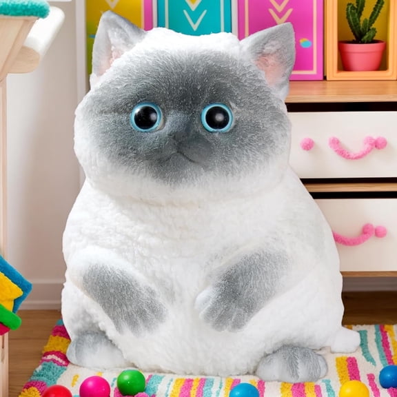 Big taba Squishy Cat, Handmade Squishy Cat for Adult, Stress Relief, Cute & Soft Cat Design, Perfect Squeeze Toys Gift for Relaxation and Fun - Dress Up Your Own Squishies Cat(Siamese)