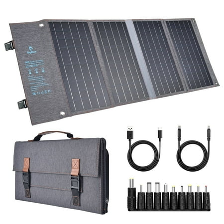 BigBlue 36W Solar Phone Charger with DC(20V/1.8A), PD 20W USB-C and Fast Charge USB-A, IP54 Waterproof, Portable SunPower Solar Panel for Camping