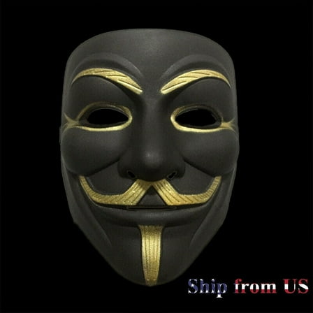 BigFunClub V for Vendetta Black Hacker Mask Project Zorgo Costume Props Black Matte Polishing