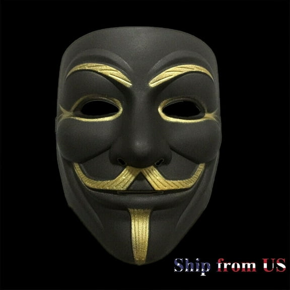 BigFunClub V for Vendetta Black Hacker Mask Project Zorgo Costume Props Black Matte Polishing