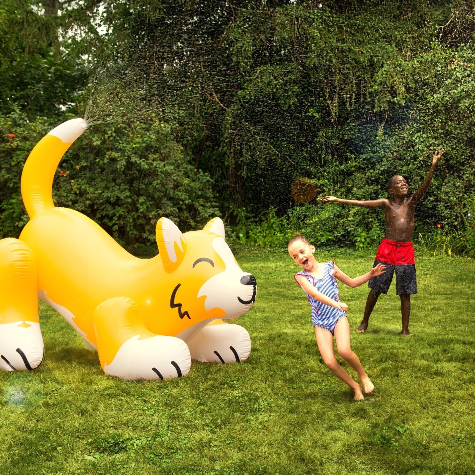 Ginormous Orange Inflatable Corgi Yard Summer Sprinkler