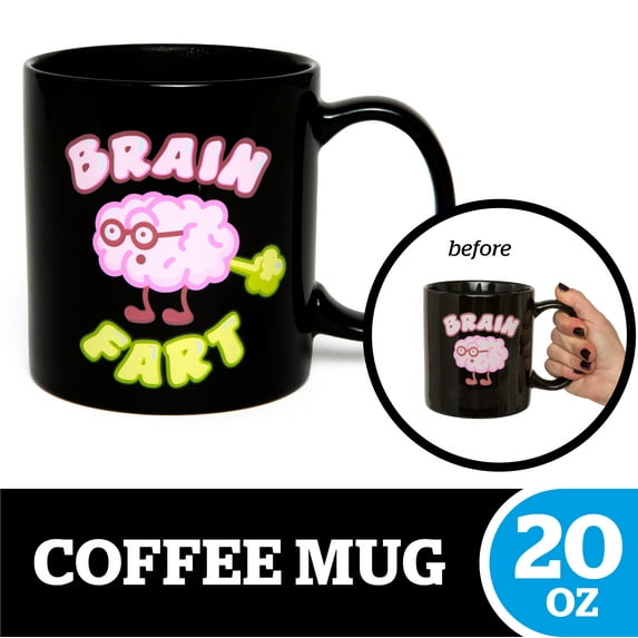 BigMouth Inc. Brain Fart Color Changing Coffee Mug – Hilarious 20 oz Ceramic Coffee Cup, Black – Changes Colors When Hot – Perfect for Home or Office, Makes a Great Gift