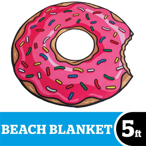 BigMouth Inc. Gigantic Pink Donut Beach Blanket, 5 Foot Wide Oversized Beach Towel, Machine Washable