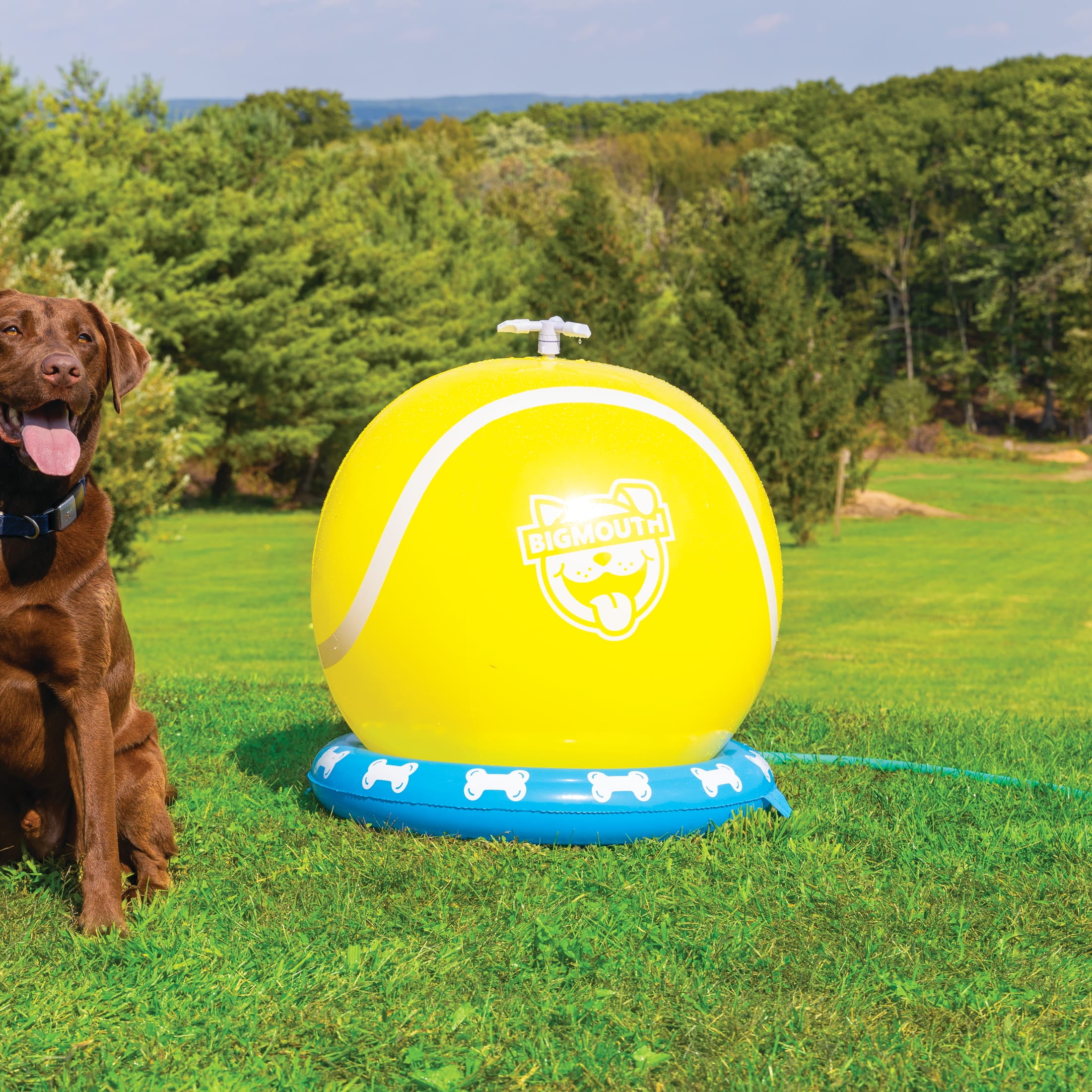 BigMouth Inc. Tennis Lover Sprinkler with Garden Hose Connector for Backyard Play, Yellow 28-Inch