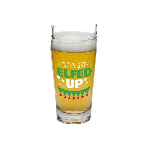BigMouth Inc. The Elfed Up Beer Glass- Hand Washable Holiday Pint Glass with Funny Print, Makes a Great Gift- 16 oz