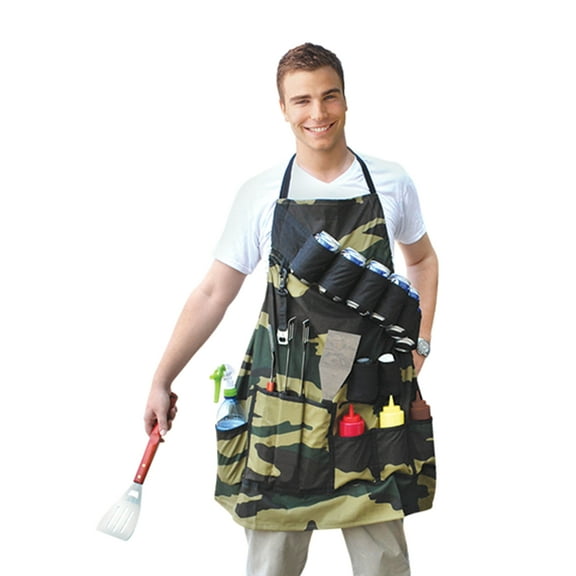 BigMouth Inc. The Grill Sergeant BBQ Apron, Camouflage Gag Gift for Cookouts, Adjustable Strap, Pockets and Bottle Opener Included