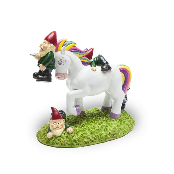 BigMouth Inc. The Unicorn Garden Gnome Massacre Statue - Fantasy Unicorn Themed Weatherproof Garden Decoration, Makes a Great Gag Gift - 9” Tall