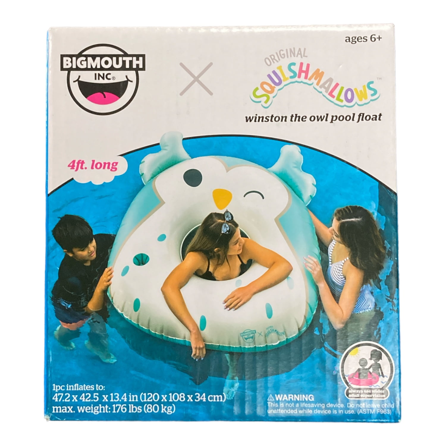 BigMouth x Squishmallows Inflatable Ring Pool Float With BuiltIn Cupholder (Winston the Owl