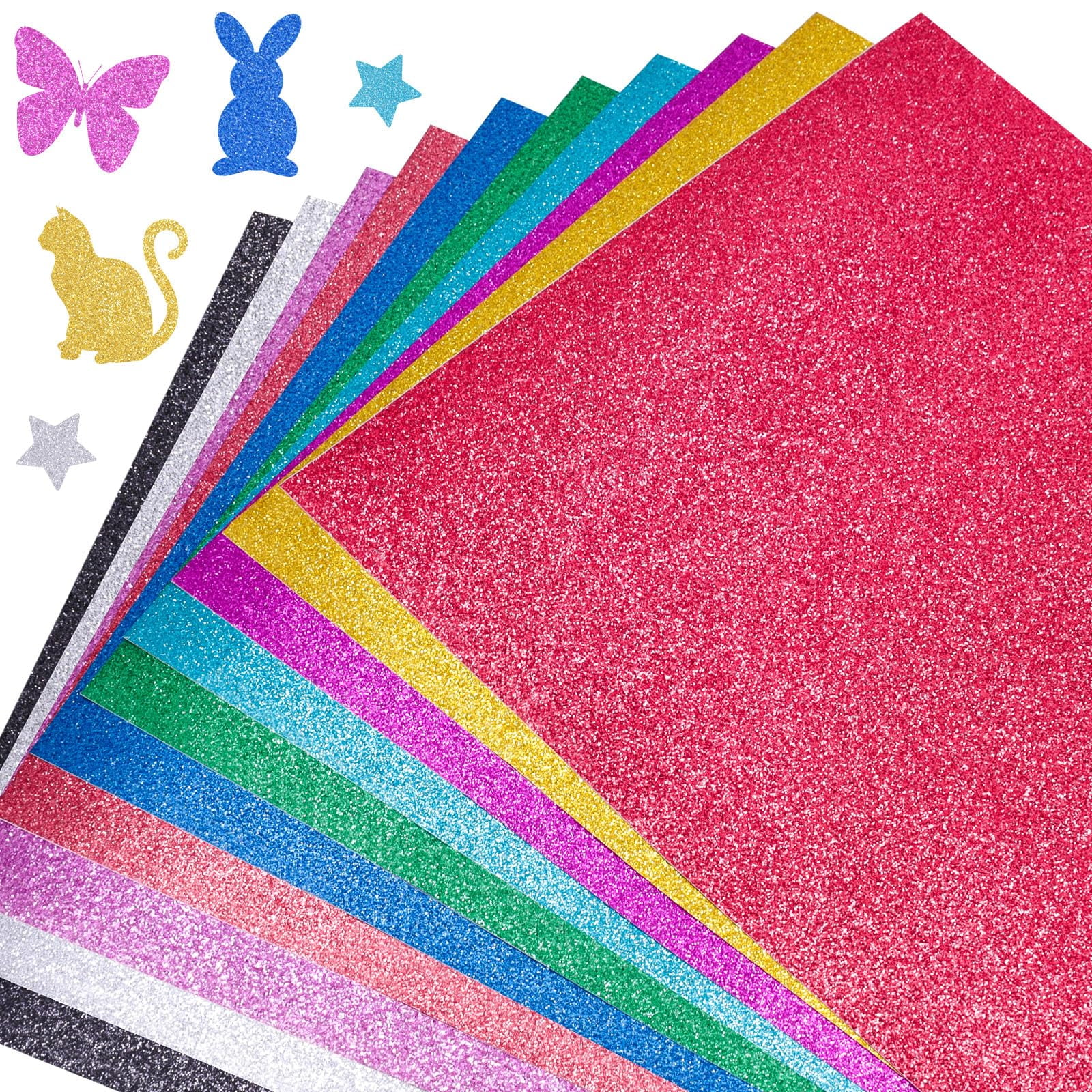 BigOtters 28 Sheets 10 MFF30 Colors Glitter Cardstock, A4 Sparkly Paper