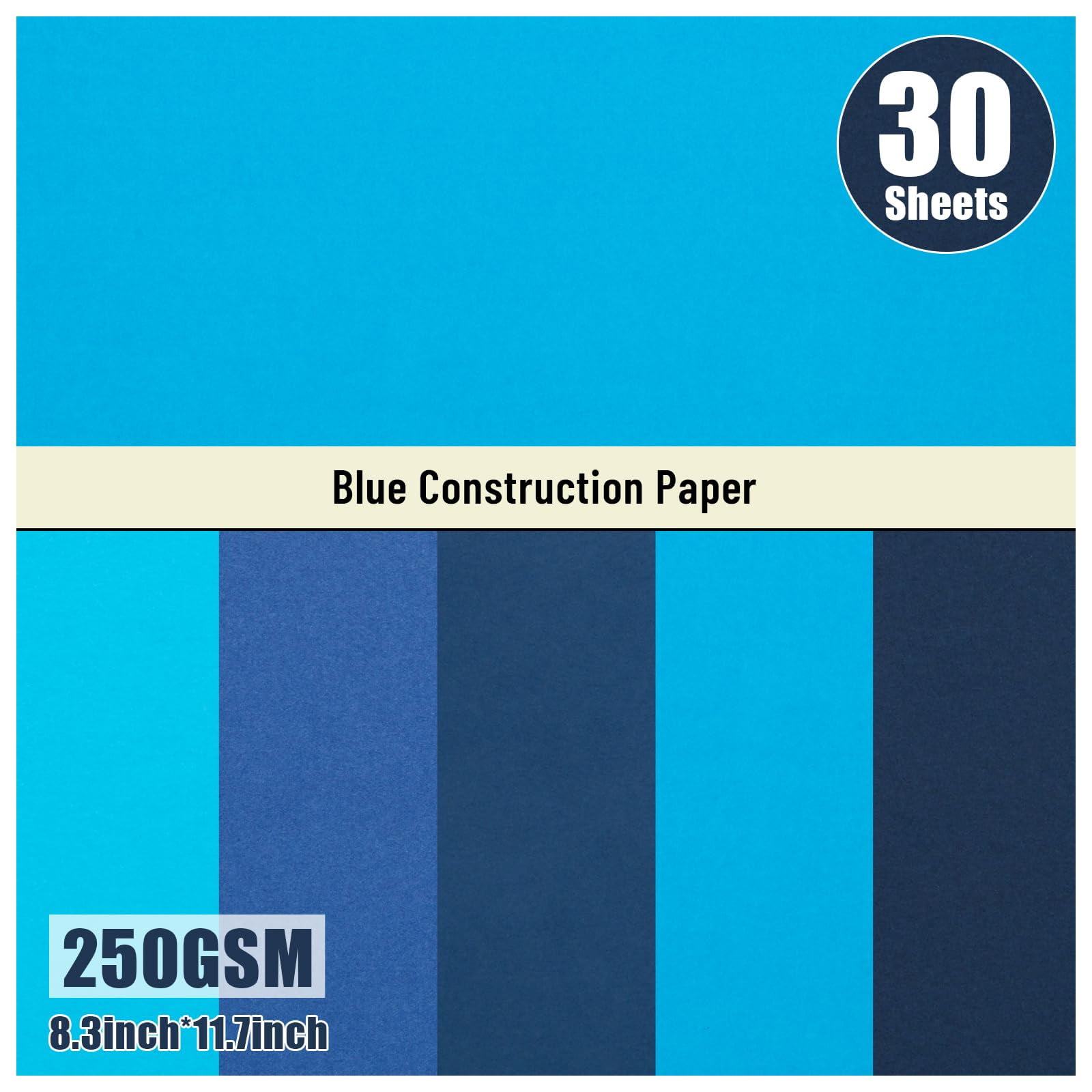 BigOtters 30 Sheets Blue Cardstock Paper, Construction Paper A4 Colored