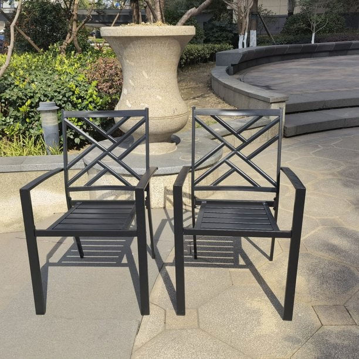 BigRoof Outdoor Chairs Set of 2 Iron Metal Dining 300 LBS Weight