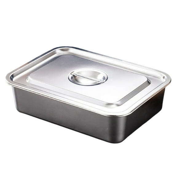 BigTiny Flat Bottom Square Basin Stainless Steel Extra Deep Lasagna Baking Pan with Lid Non-stick Roasting Casserole Dish