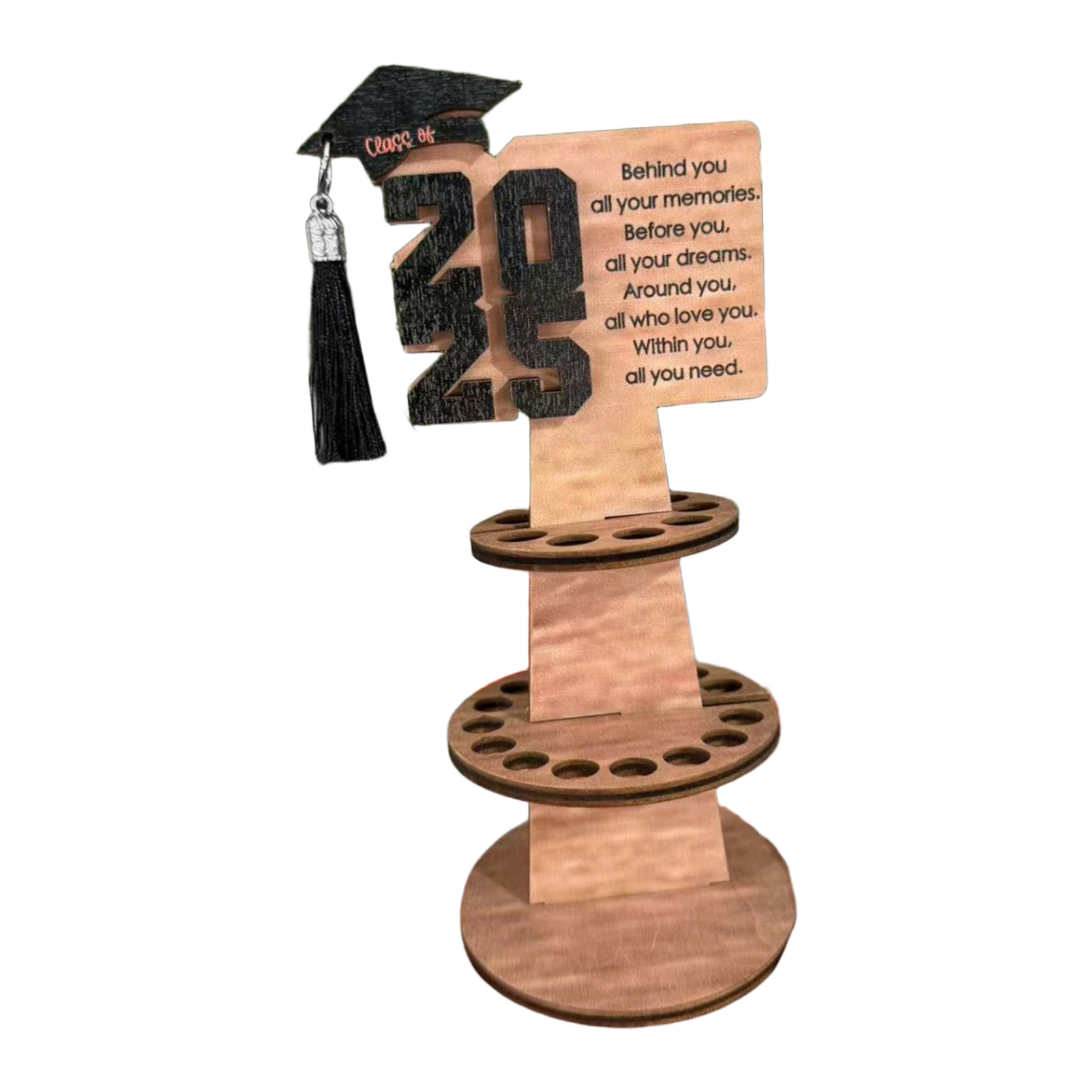 BigTiny Graduation Wooden Money Holder Tower Double Layers Cash Storage ...