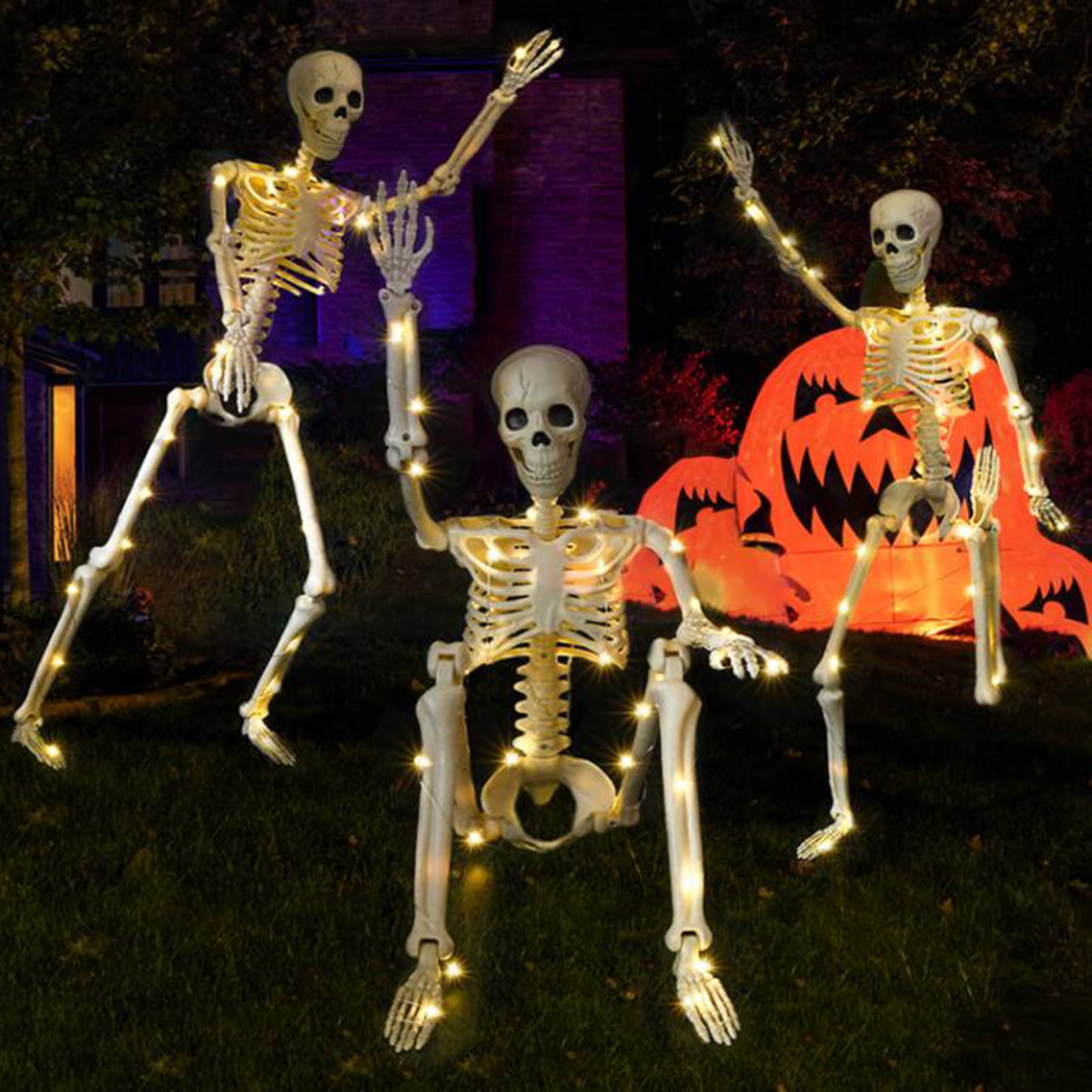 8Pcs Mini Halloween Hanging Skeletons - 6 Inch Plastic Jointed Figures For Haunted House Decor