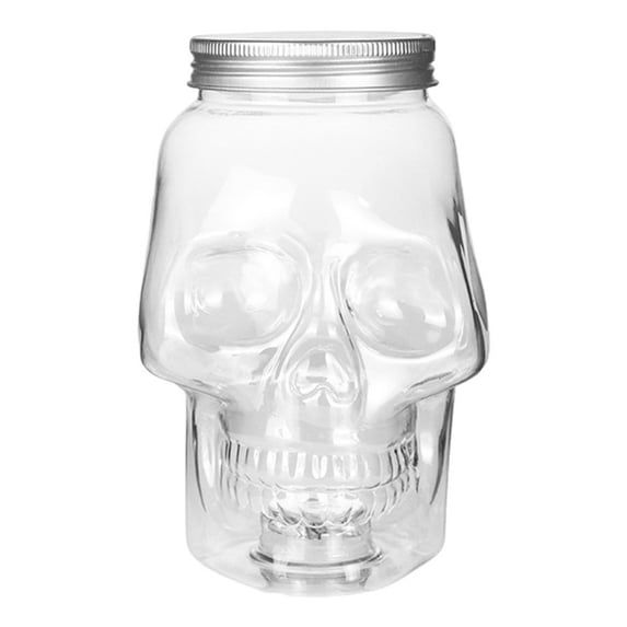 BigTiny Skull Canning Jar with Lid Food Grade BPA Free Large Capacity Leakproof Reusable Halloween Drinking Glasses Jar Beverage Holder