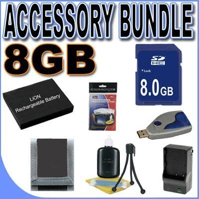 BigVALUEInc Accessory Saver 8GB Li40B Lithium Ion Repalcement Battery/Rapid Charger Bundle for Pentax Optio M30 M40 T30