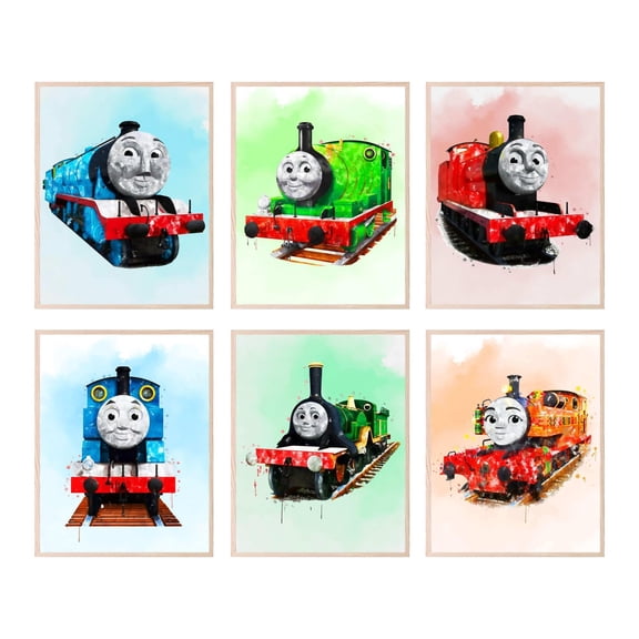 BigWig Prints Thomas the Poster Set - Percy Thomas and Friends Posters, Thomas Wall Decor, Thomas the Birthday Decor, Wall Decor, Percy Thomas Art - 6 Pack (8x10) Unframed Y114