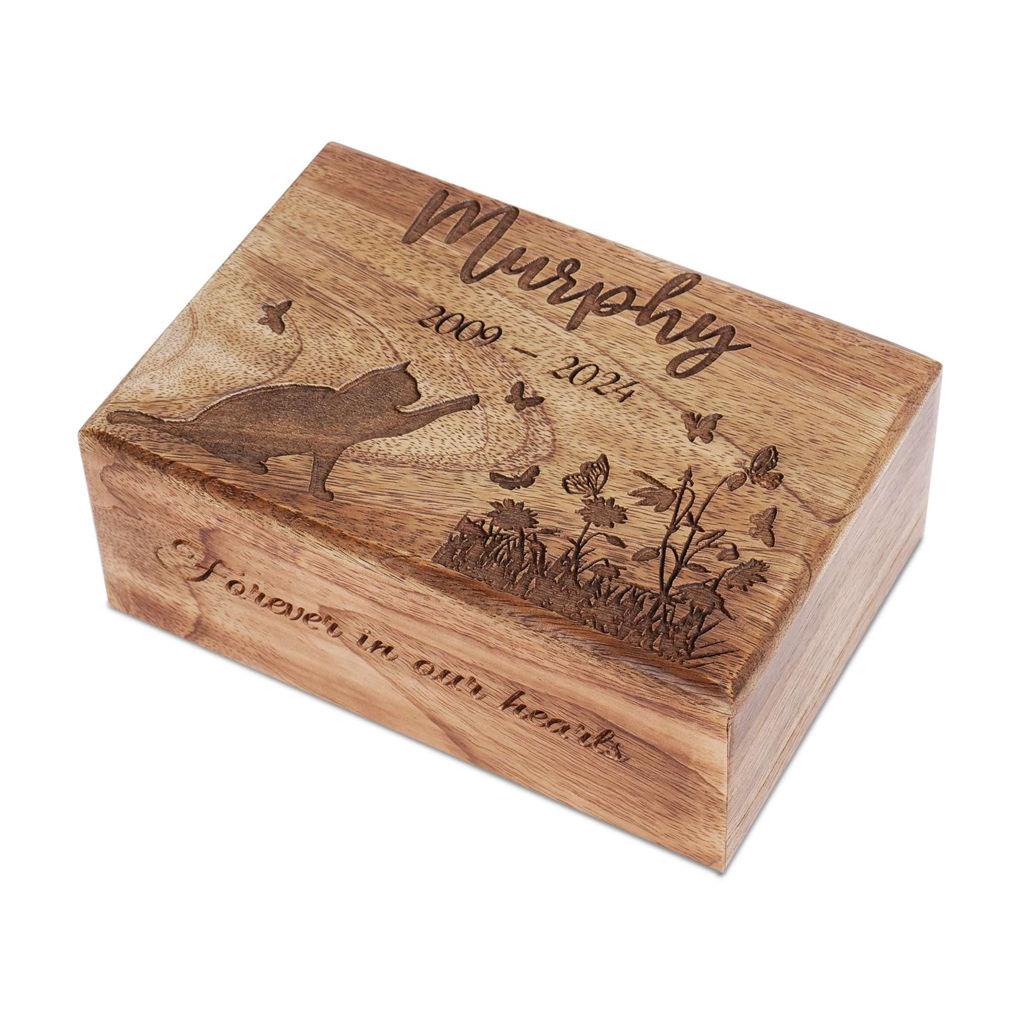 BigWoodWorks Personalized Pet Urn for Cat & Dog Ashes,Cat Loss Gifts, Memorial Pet Urn Gift for Cat Lovers(Small)