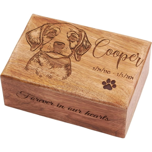 Memorial Cremation Urn – Wooden Tree of Life Box for Pet Ashes, Dogs, Cats & Human Ashes for Men, Women – Funeral Casket for Burial & Secure Ash – Small (6"x4"x3") - 25 lbs
