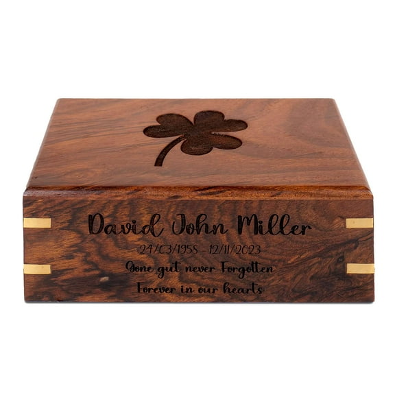 BigWoodWorks Personalized Wooden Cremation Urn Storage Box for Human Ashes Cremation with Nice Velvet Bag- Rosewood- Urn for Adult Male & Female(Medium)