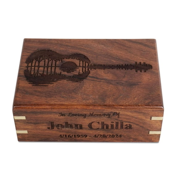 BigWoodWorks Personalized Wooden Cremation Urn Storage Box for Human Ashes Cremation with Nice Velvet Bag- Urn for Adult Male & Female - Decorative Urns, Funeral Urns, Burial Wood Urns(Small)