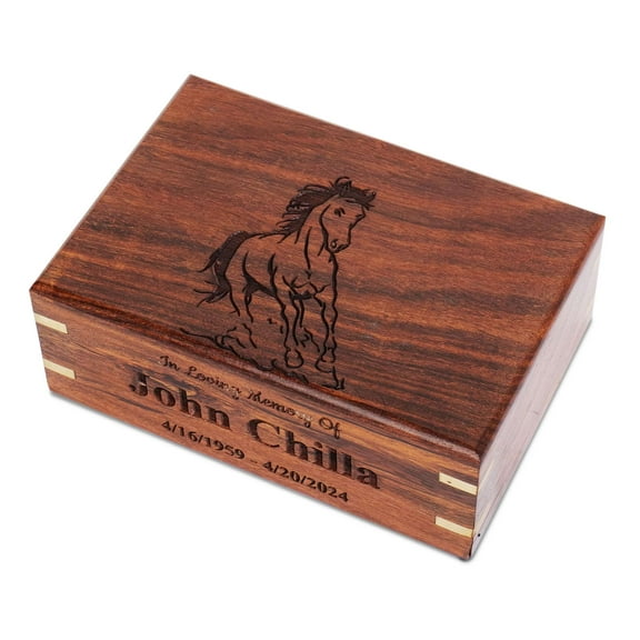 BigWoodWorks Personalized Wooden Cremation Urn Storage Box for Human Ashes Cremation with Nice Velvet Bag- Urn for Adult Male & Female - Decorative Urns, Funeral Urns, Burial Wood Urns(Small)