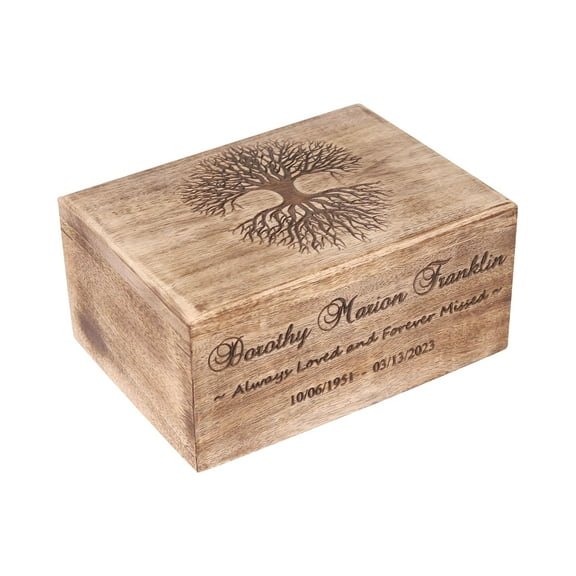 BigWoodWorks Personalized Wooden Memorial Ash Urn Storage Box for Pet & Humans with Nice Velvet Bag(X-Large)
