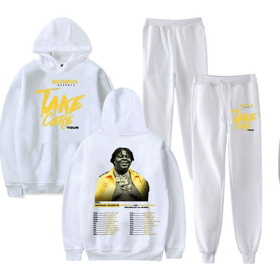 BigXthaPlug Take Care Tour 2024 Merch Hoodie and SWEATPANTS set pop print Unisex Casual Street Clothing