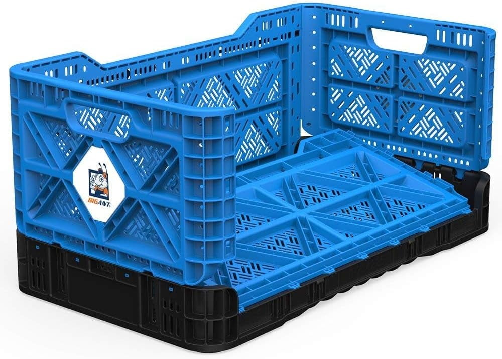 Bigant Heavy Duty Collapsible & Stackable Plastic Milk Crate - Snap ...