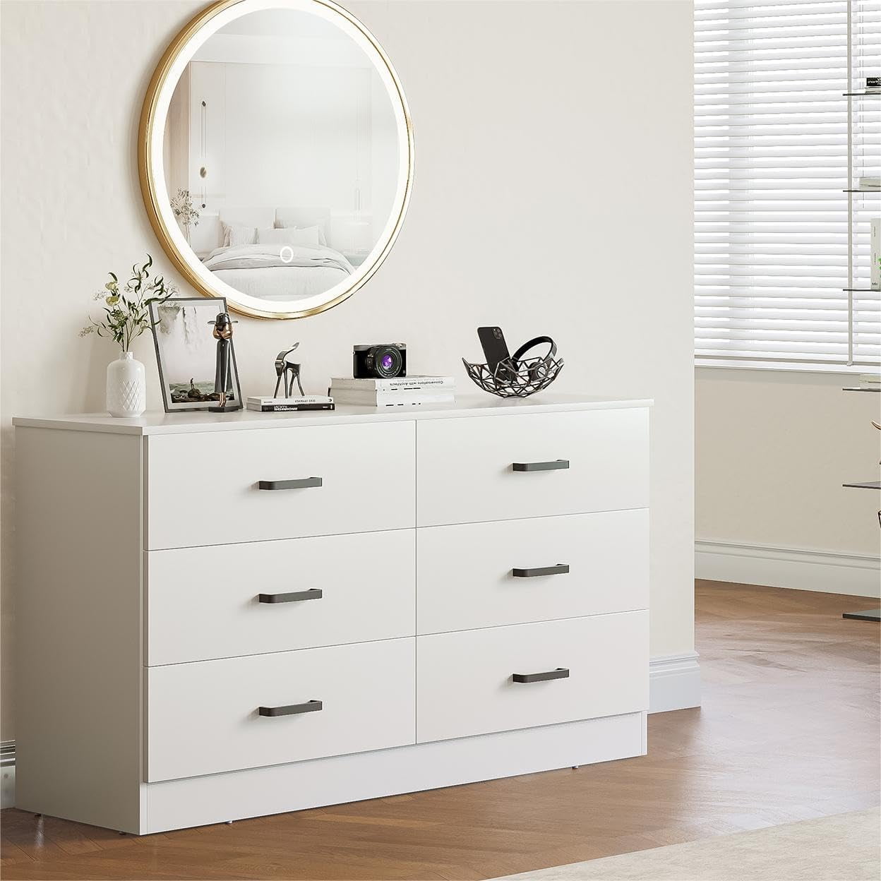 White Farmhouse Double Dresser with Soft Close Drawers