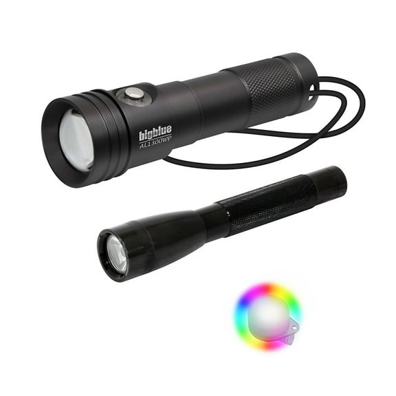 Bigblue AL1300WP & AL250 Dive Light Combo Pack with Rainbow Clip