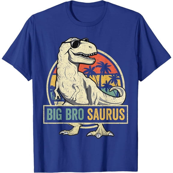 Bigbrosaurus T Rex Dinosaur Big Bro Saurus Brother Family Unisex T-Shirt for Men Women Kids,Royal Blue Color,Size 5/6