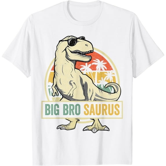 Bigbrosaurus T Rex Dinosaur Big Bro Saurus Brother Family Unisex T-Shirt for Men Women Kids,White Color,Size YXS