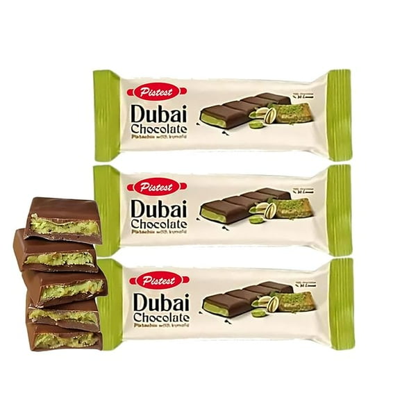 3 Bigbussin Dubai Chocolate Pistachio Kunafa Filled Candy Bar, Imported Sweet
