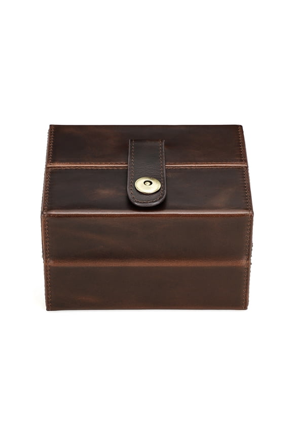 Leather Watch Box Vintage Handmade 2-Slot Organizer for Watches with Magnetic Closure, Soft Pillows, Free Engraving, and Travel-Friendly Design