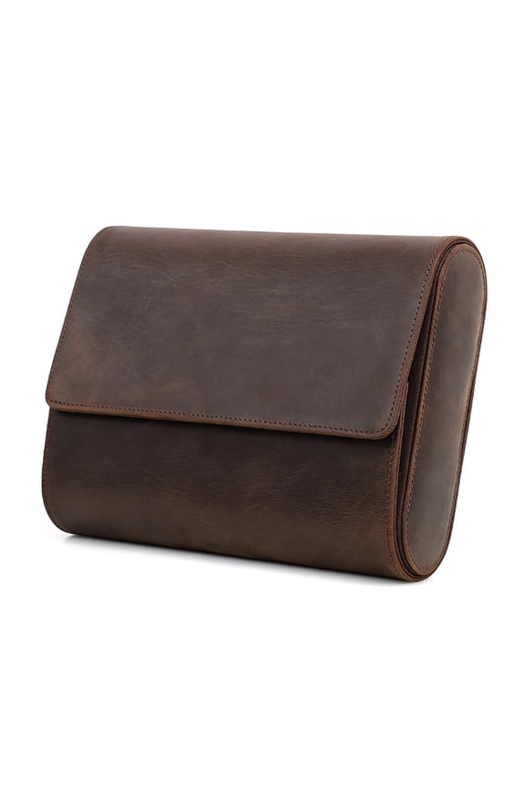 Leather Watch Roll Case Vintage Handmade 6-Slot Organizer for Watches with Free Engraving, Snap Closure, and Travel-Friendly Design