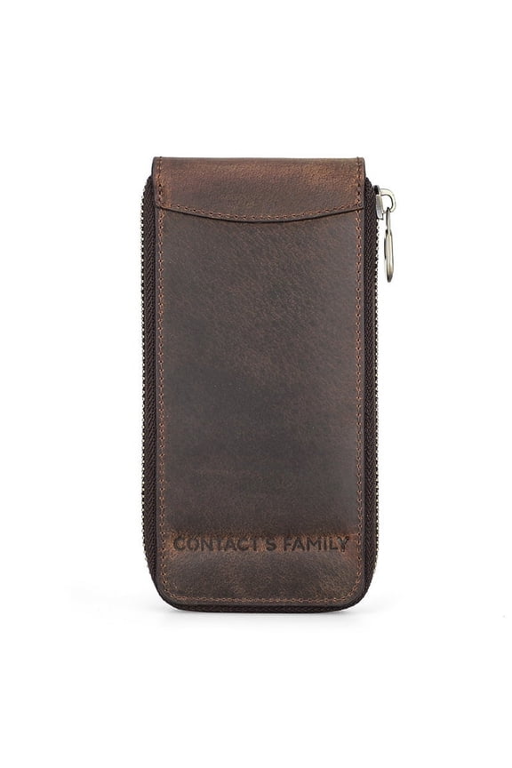 Leather Watch Storage Case  Vintage Crazy Horse Zippered Case with Custom Engraving Option, Compact & Travel-Friendly Design