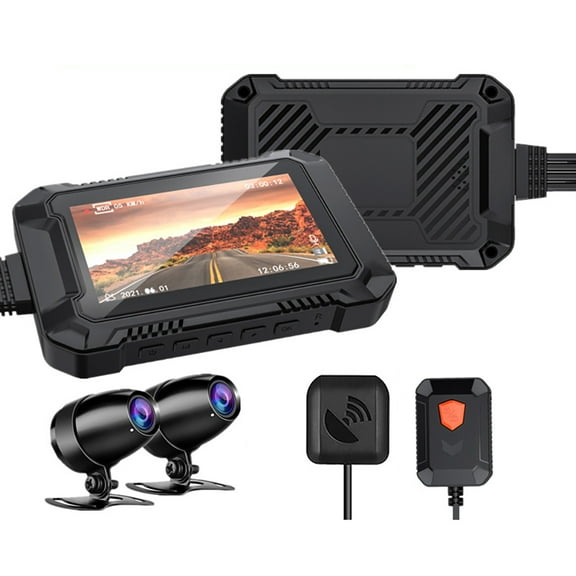 Bigcan Motorcycle Dash Cam - 1080P Dual Channel Recording with 3" IPS Screen, WiFi, GPS Tracking & IP67 Waterproof