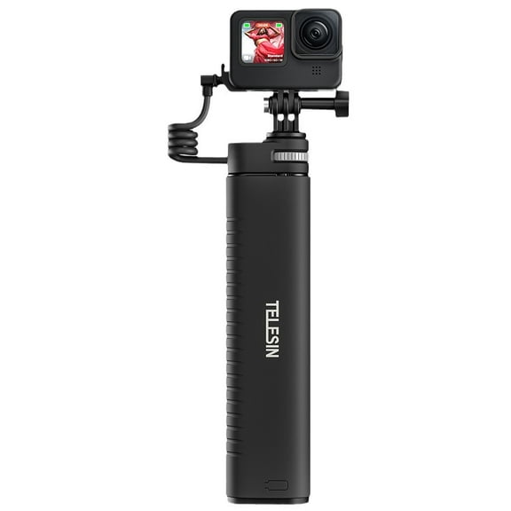 Bigcan Rechargeable Selfie Stick with 10,000mAh Power Bank  Extendable to 90cm, Dual Output, Universal for Action Cameras & Smartphones