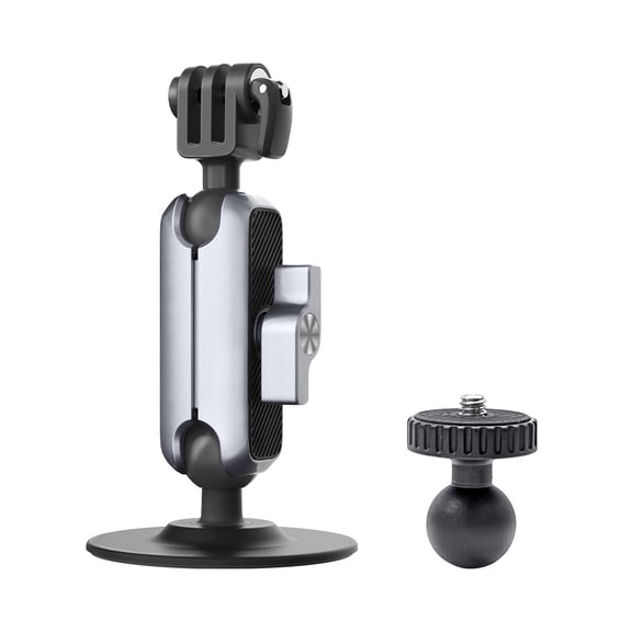 Bigcan Sticky Mount Support Bracket for Action Cameras  Strong Adhesive Base with 360 Rotating Ball Head, Quick Release Handles, Compatible with GoPro, Action4/5, GO3, Insta360, and More