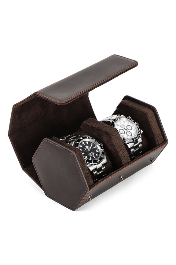 Vintage Crazy Horse Leather Watch Case  Handcrafted Travel-Friendly Storage for Mechanical Watches & Accessories