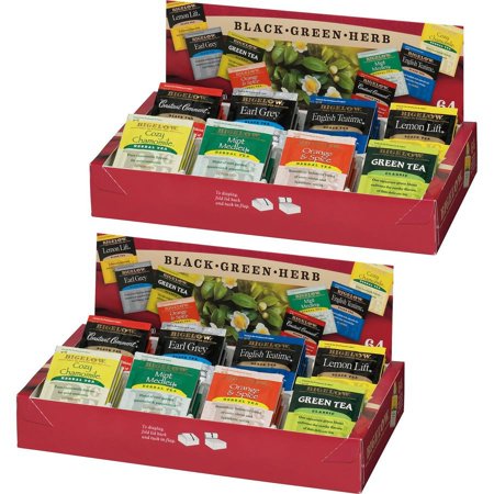 Bigelow® 8-Flavor Tea Assortment Tea Tray Pack - Assorted - Black Tea, Green Tea - Assorted - 128 / Bundle | Bundle of 5