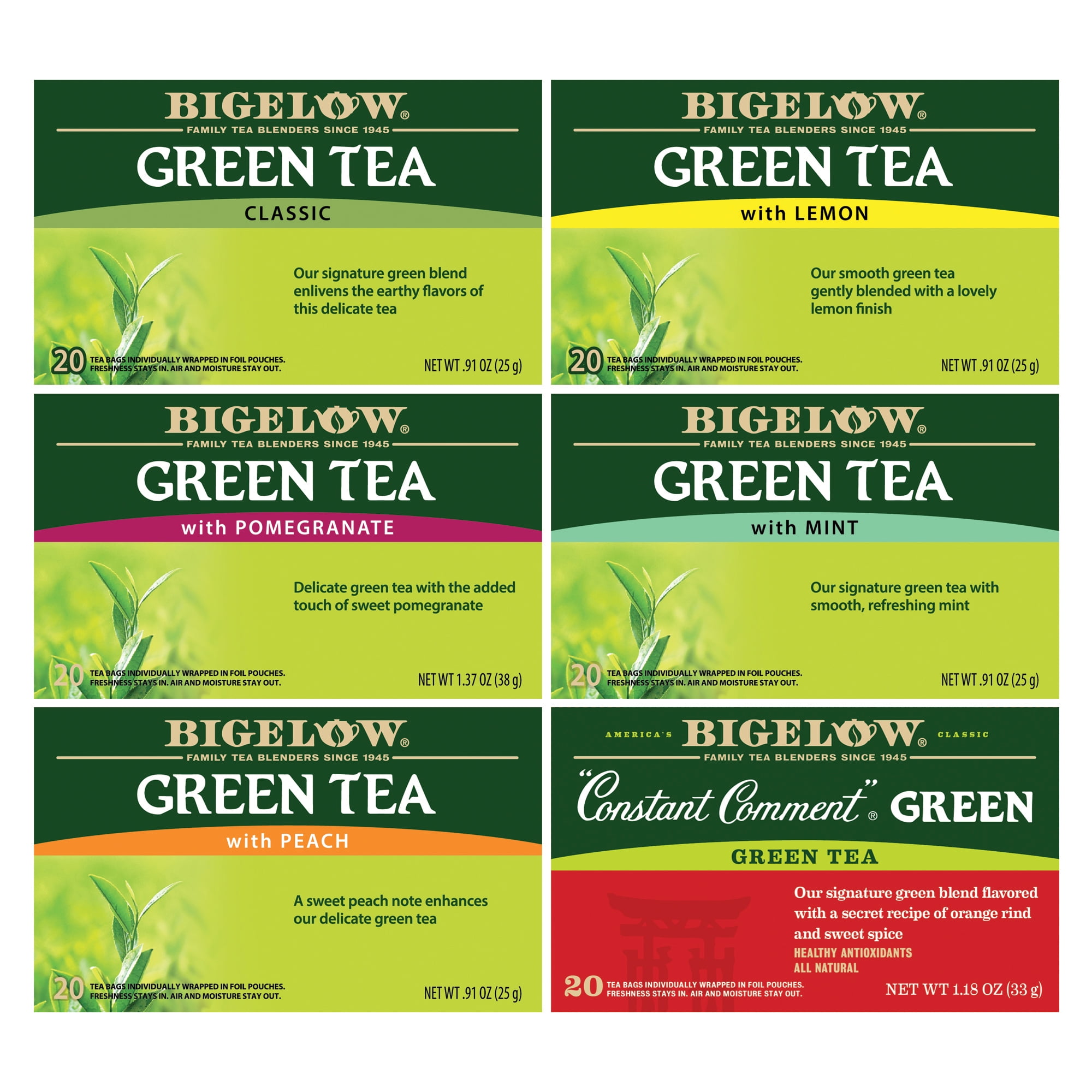 Bigelow, Assorted Green Tea Bags, Variety Pack, 120 Count (6 Packs of ...