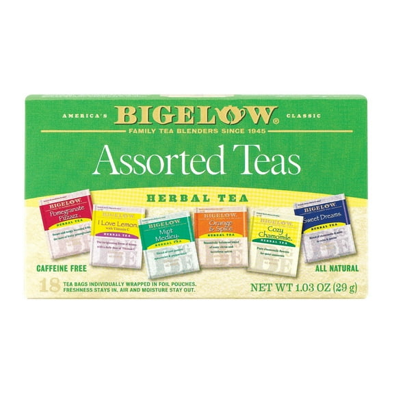 Bigelow, Assorted Herbal Caffeine Free Tea Bags, 18 Count (Pack of 2)