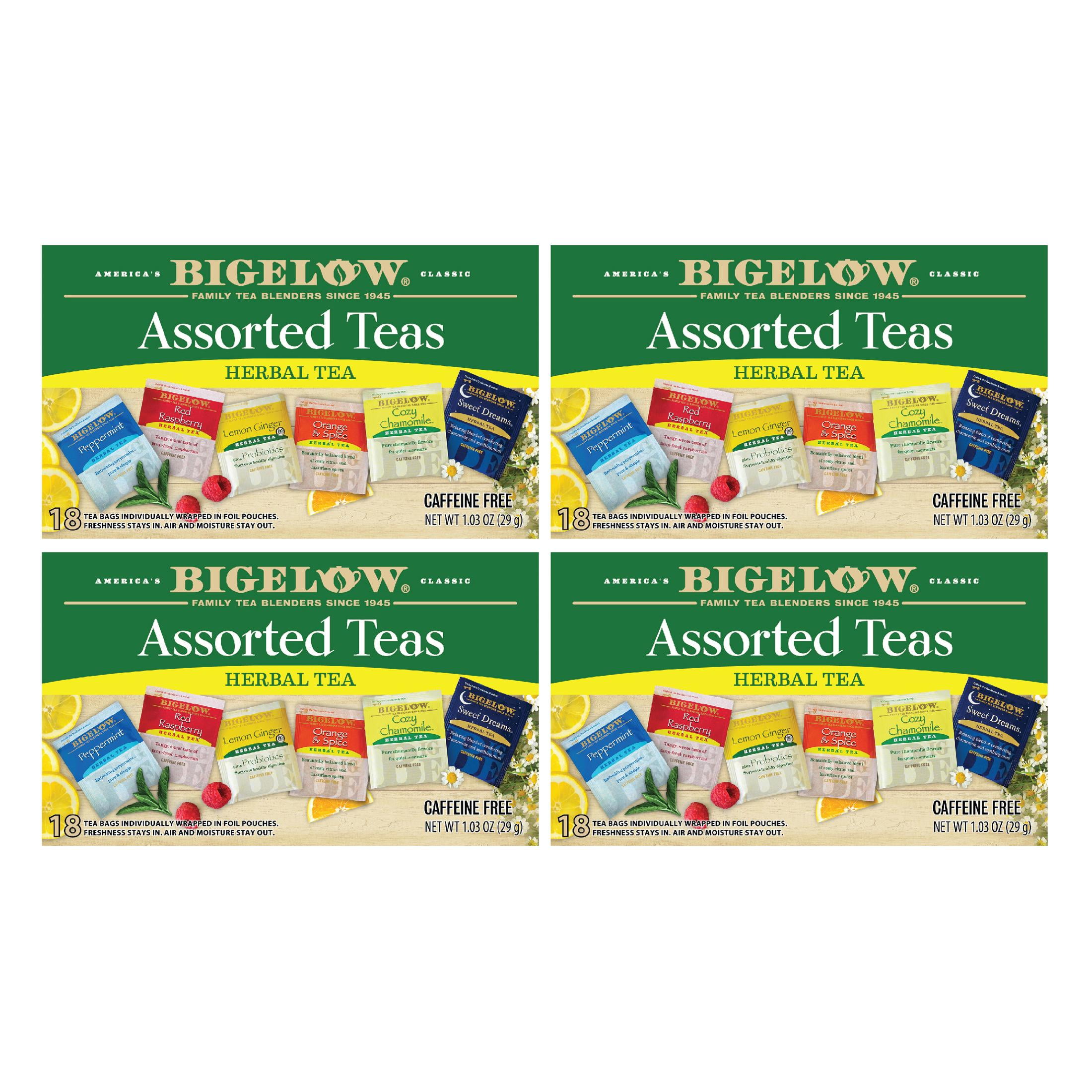 Bigelow Assorted Herbal Tea Bags, Caffeine Free, 72 Count (4 Packs of