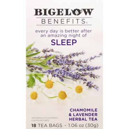 Bigelow Benefits Chamomile & Lavender, Caffeine-Free Herbal Tea Bags, 18 Count