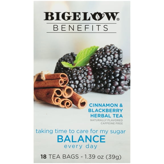 Bigelow Benefits Herbal Tea, Cinnamon And Blackberry, Tea Bags, 18 Count